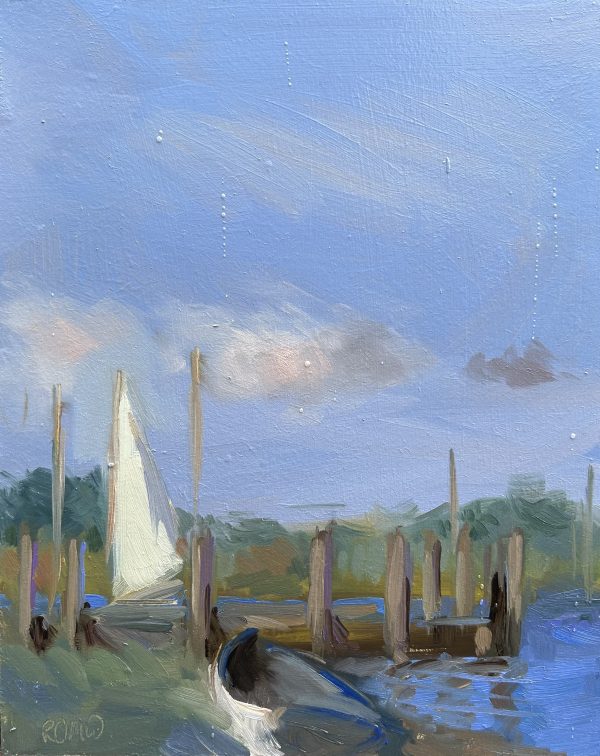 White sail at Burnham Overy Staithe no. 2