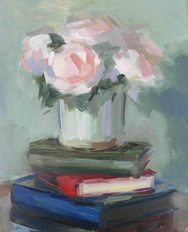 Roses Balanced on Books