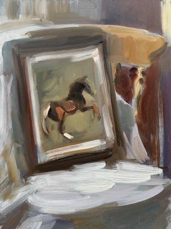 Stubbs 'Whistlejacket' on chair (sketch)