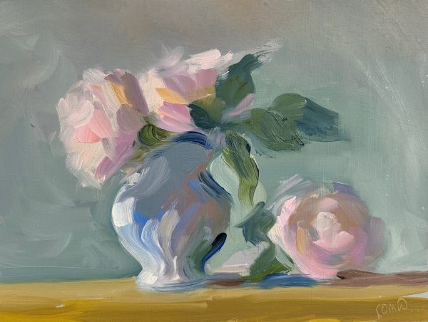 Roses and milk jug oil sketch