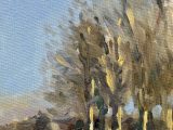 Hilltop trees, Mells (oil sketch)