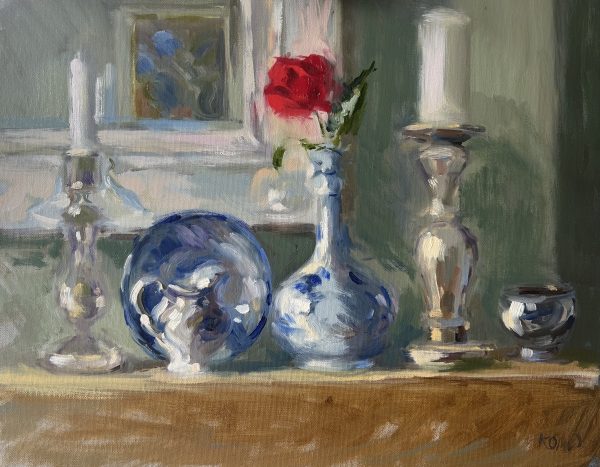 Still Life with Single Red Rose