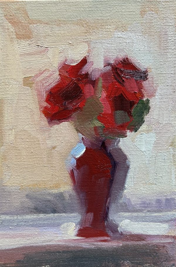 Red Vase with Posy (oil sketch)