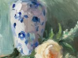 Blue and White Vase with Peony