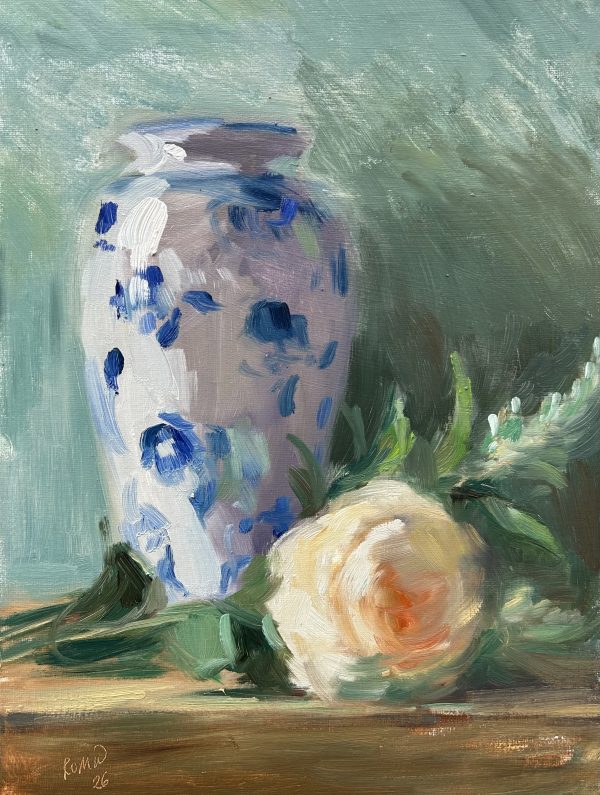 Blue and White Vase with Peony
