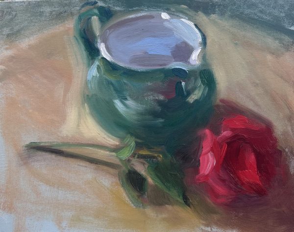 Denby Jug and Red Rose