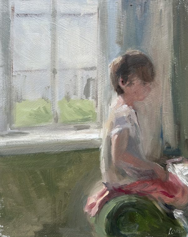 Perched on Green Chaise