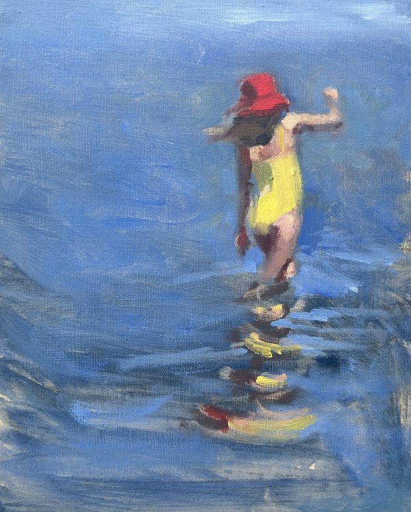 Paddling in Yellow Swimsuit