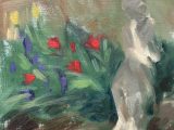 Diana by the tulips (oil sketch)