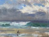 Dog Walking on a Stormy Day (Oil sketch)