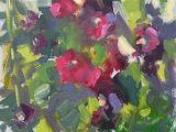 Hollyhocks, evening