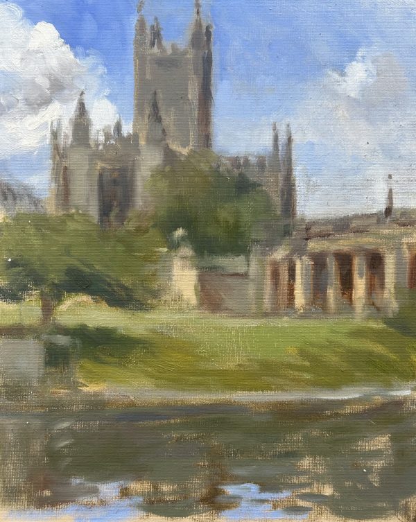 Bath Abby across the river (oil sketch )