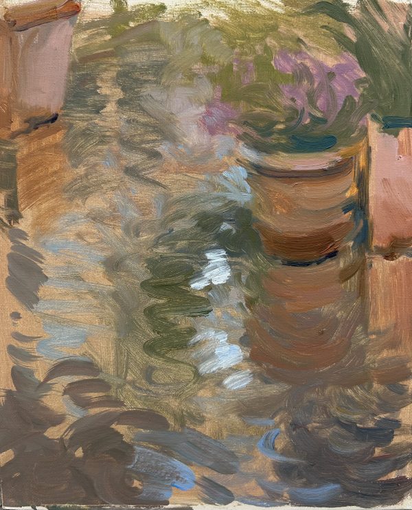 Patio Rain, North Norfolk (oil sketch)