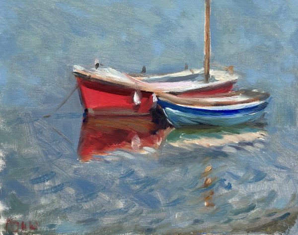 Red and Blue Boats at Burnham Overy<br>Reserved<span style="font-size: 30px; color: #ff000c;">•</span