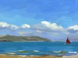 Red Sail at Saundesfoot (oil sketch)