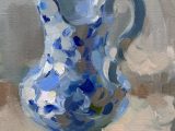 Blue and White China Pitcher