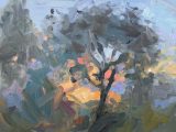 Sunset Behind the Trees (oil sketch)