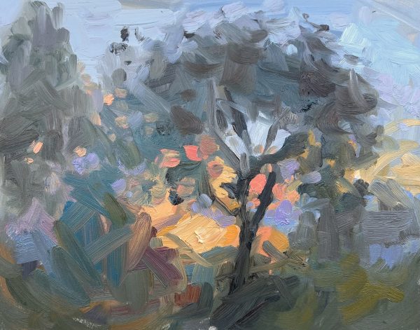 Sunset Behind the Trees (oil sketch)