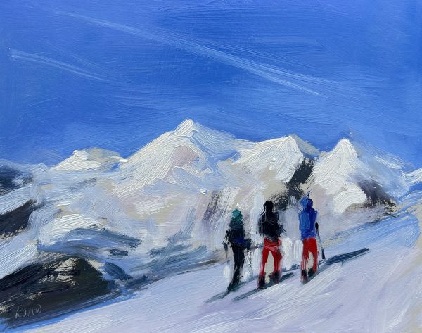 Three Skiers (oil sketch)